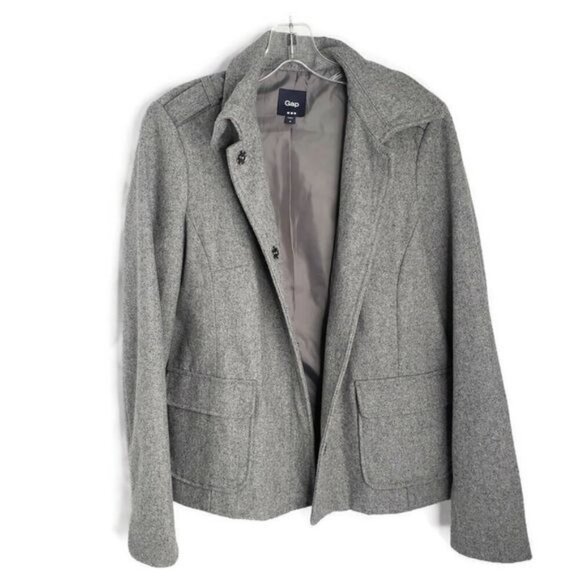 Gap Factory‎ Peacoat Jacket Wool Blend Gray Women's Size Medium - Picture 2 of 6